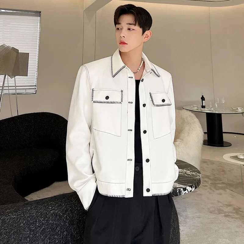 Korean Chic Tendy Casual Jackets Street Men's Contrast Color Spliced Niche Design Outwear 2024 Autumn New Clothes D8e26f