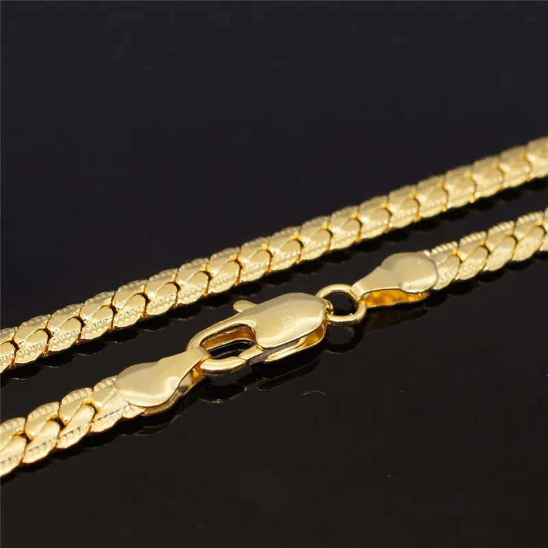 925 Sterling Silver 18K Gold 6MM Chain Bracelets Neckalce For Women Men Fashion Party Wedding Jewelry Sets Gifts 250103