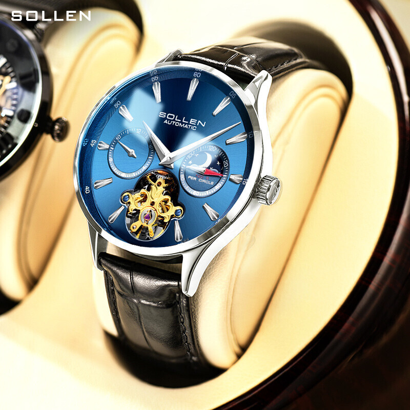 Men's Fashionable Automatic Mechanical Watch with Skeleton Dial and Night Glow