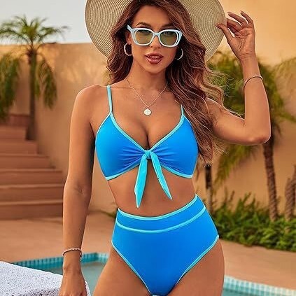 2025 New Swimsuit, New Bikini Split High Waist Sexy Multi Color Women's Gathering Designer Trendy Beach Swimsuit