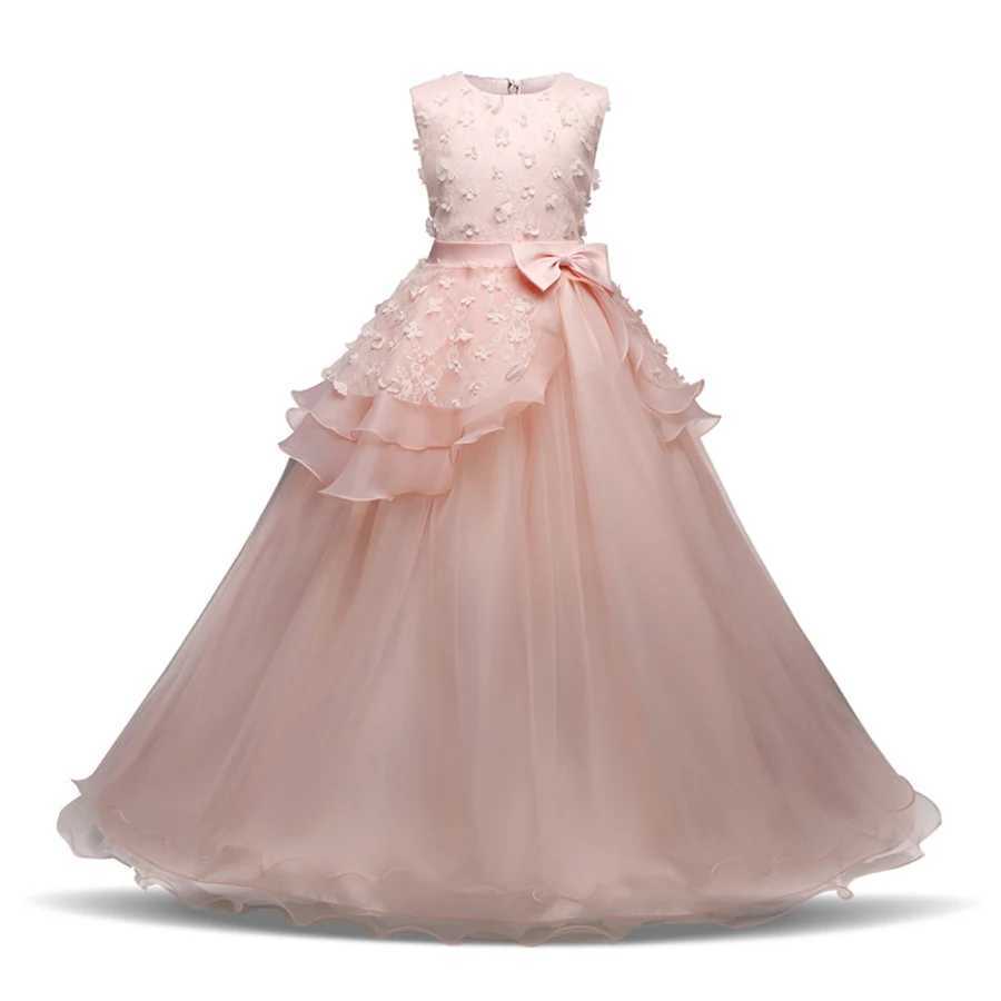Girls Princess Bridesmaid Dress For Wedding Long Dress Girl Birthday Par Prom Gown Kids White Formal Pageant Vestidos 5-14YrsXJ250108