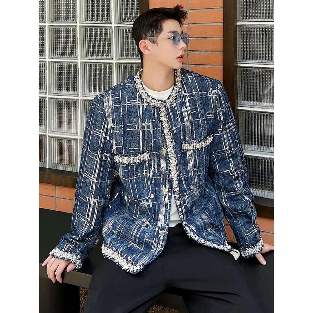 Fashion New Patchwork Stripe Design Denim Jackets Men's Personality Stylish Coats Korean Reviews Many Clothes