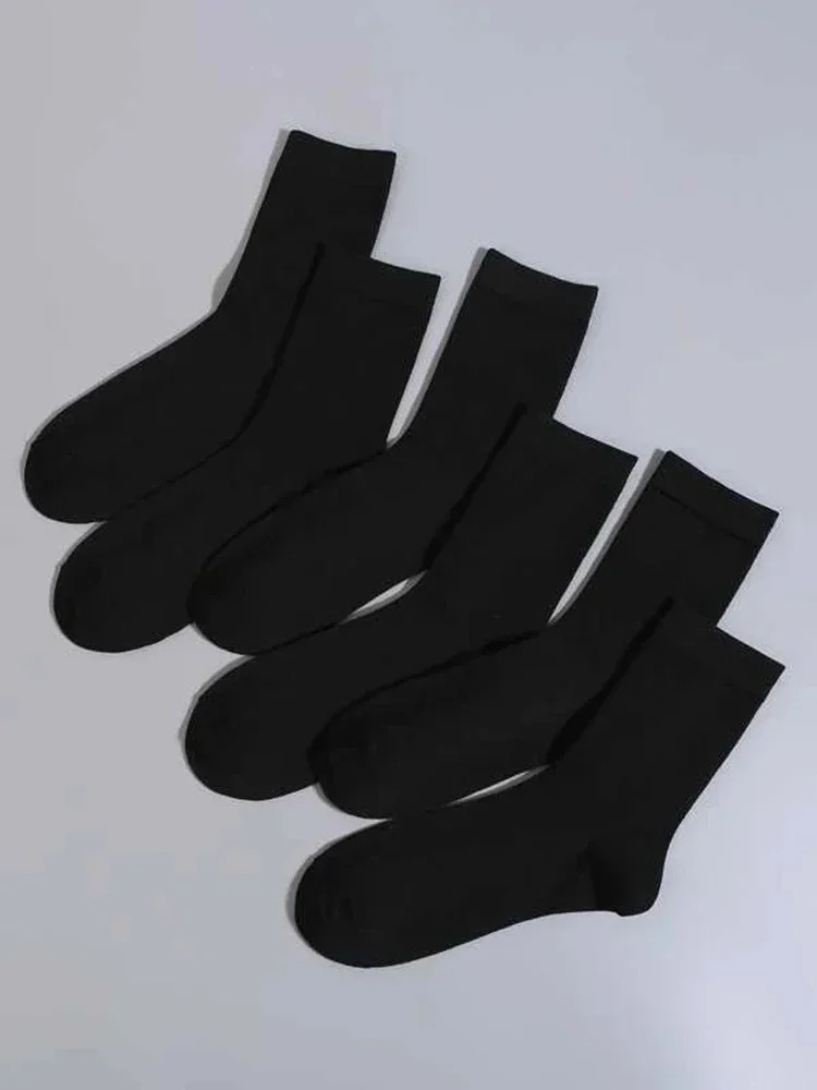 6 Pairs Solid Color Mens Mid Length Socks Fashion Comfortable Autumn Classic Black Business Sock Highquality Short 250108