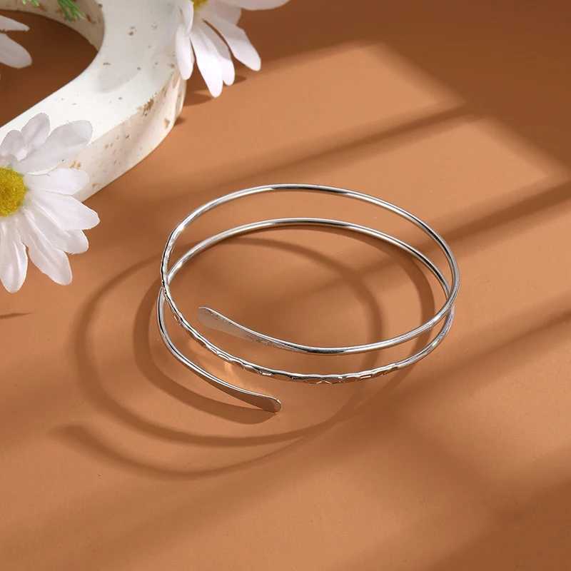 Silver Color Personality Punk Arm Ring Serpentine Metal Hollowed Out Multi-layer Smooth Bracelet Arm Ring For Women JewelryXJ250109