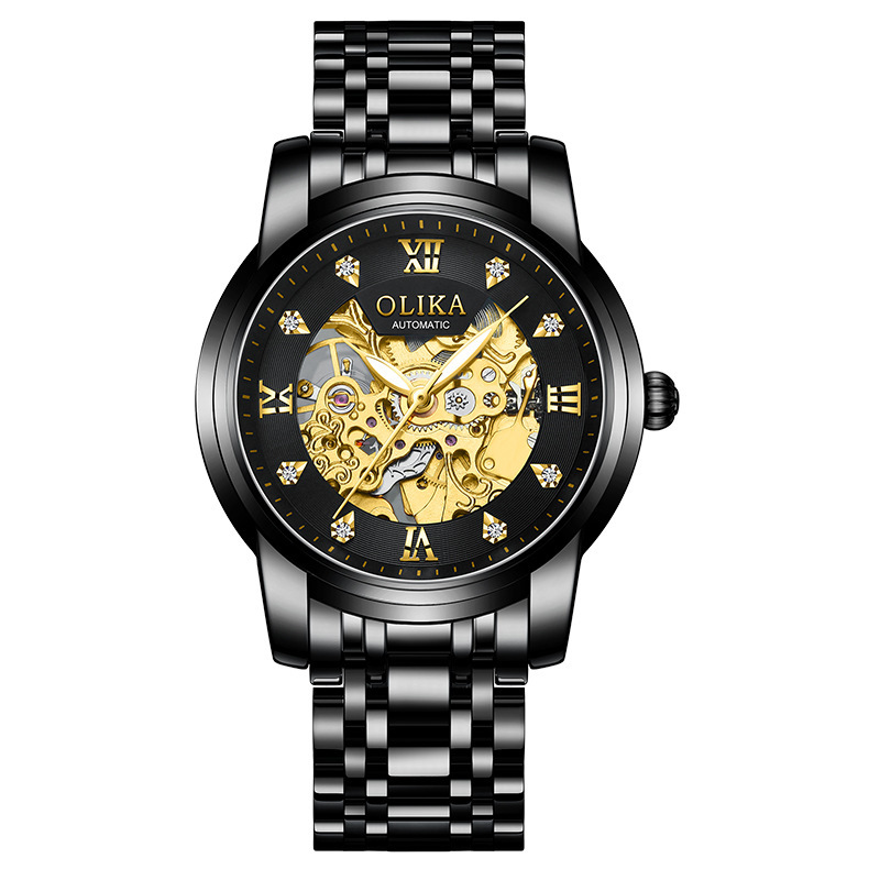 Stylish Men's Automatic Skeleton Mechanical Watch with Large Dial