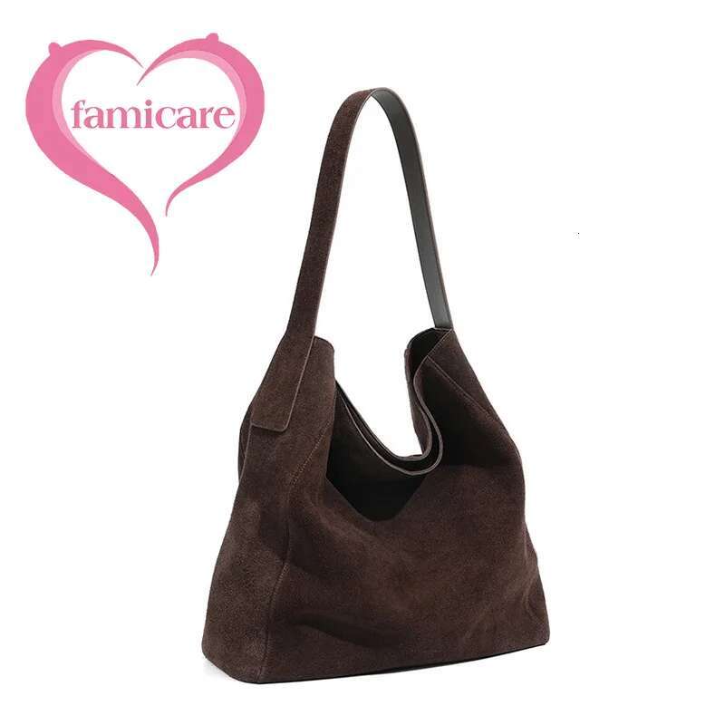 2024 New Women Frosted Leather Tote Female Underarm Bucket Handbag Lady Large Capacity Suede Hobo Shoulder Bag