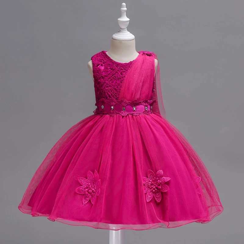 Flower Girls Red Lace Dresses Female Child Clothes Baby Girl Elegant Princess for Weddings Par Gala Kids 2 to 6 8 Years DressXJ250108