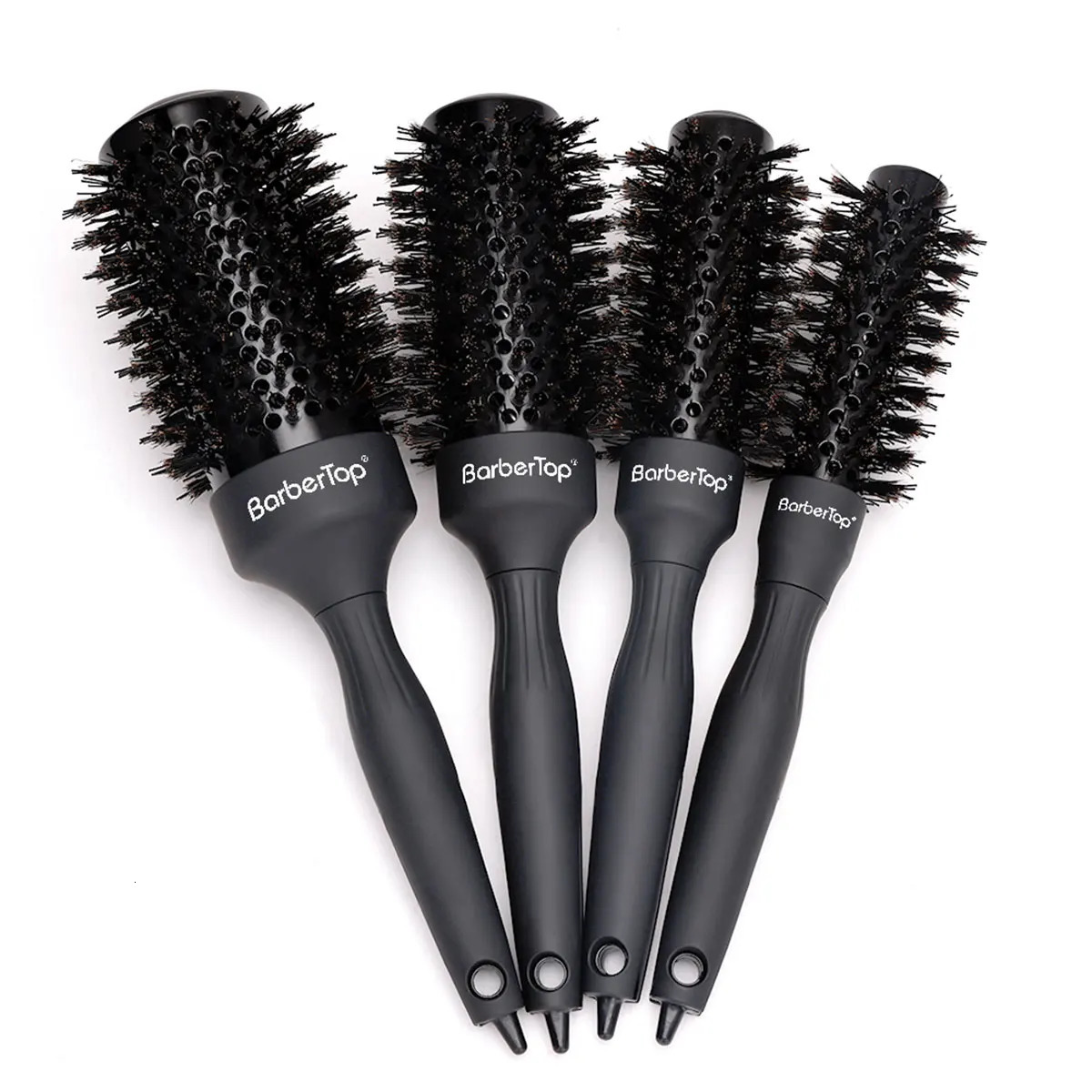 Barbertop Round Comb Boar Bristle Round Barrel Hair Curling Brush Women Beauty Hairbrush Barber Tools 4 Size Drying Curling Comb 250106