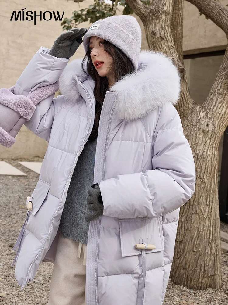 MISHOW Thickened Down Women's Hooded Zipper Long Sleeved 2024 Winter Korean Basic Warm Sweet Cotton Jacket Top Mxd36y0051
