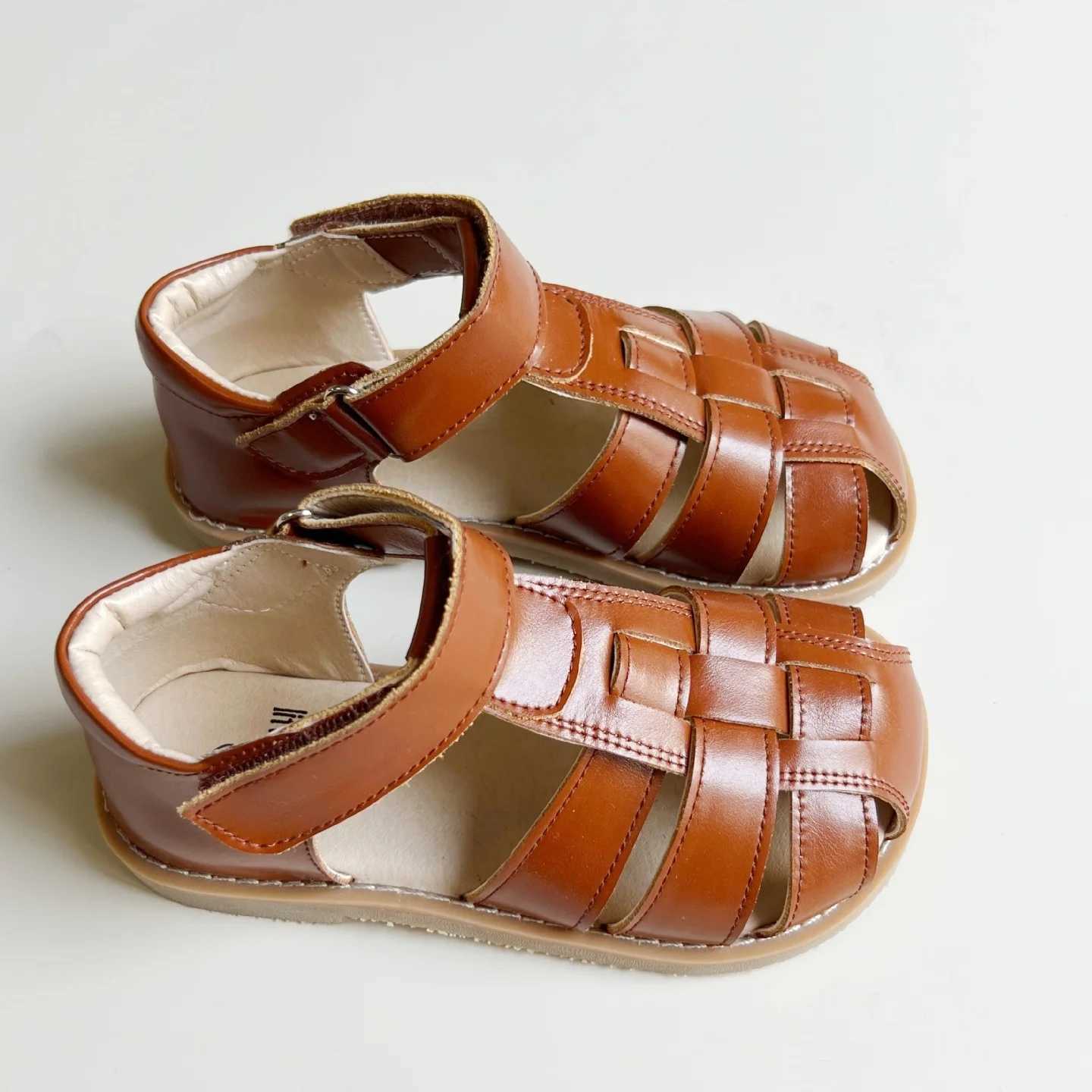 High qu cowhide summer close-up shoes childrens sports sandals real leather birds nest baby shoes girls beach sandals W250108
