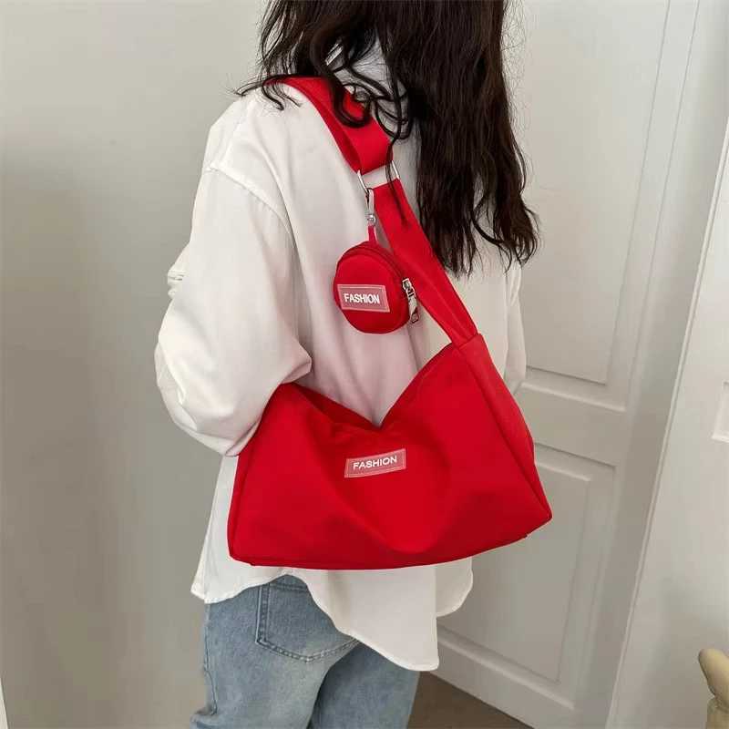 INS Simple Campus Canvas Bag 2024 Spring New High Capacity Bag Womens Bag Fi Girl Single Shoulder Crossbody Bags for WomenXJ250108