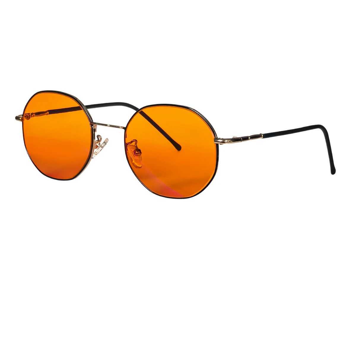 SHINU Blue Light Glasses Red Lens Best Sleep Glasses with Red Lens Metal Frame Red Blue Light Glasses Orange Glasses W250109