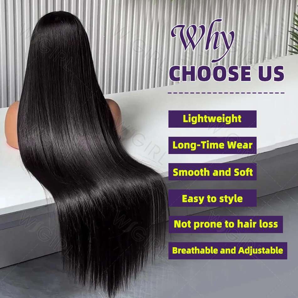 Wigirl HD 30 40 Inch Straight 13X6 Human Hair Frontal Wigs 200% Brazilian Remy Preplucked 13X4 Lace Front Wig For Women