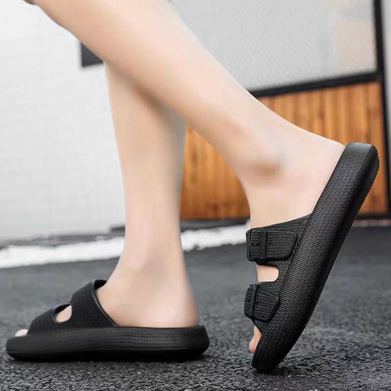 New Arrival Mens adjustable slider summer thick soled non slip platform sandals mens comfortable soft soled beach shoes men T250108