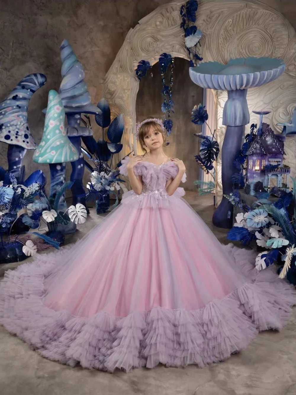 Princess Flower Girl Dresses for Wedding Ruffles Floor Length Girl Kids Birthday Ball Gown First Holy Communion Gowns CustomizedXJ250108