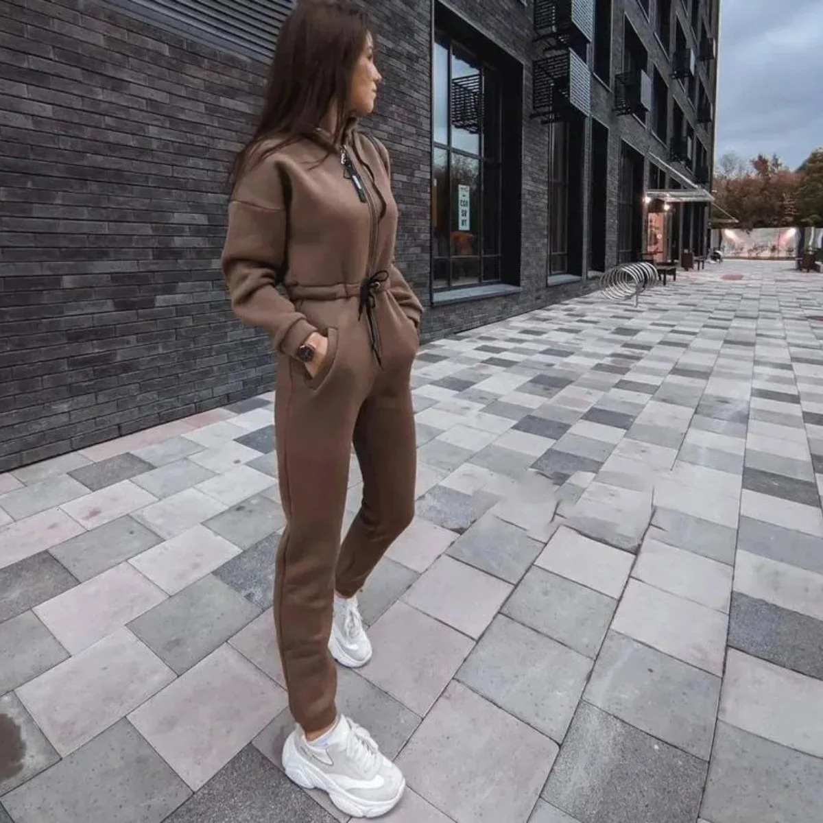 Winter Two Piece Sets Women Tracksuit Oversized Suit Autumn Trouser Suits Female Sweatshirt Solid Sports Hoodie Sportswear 250106