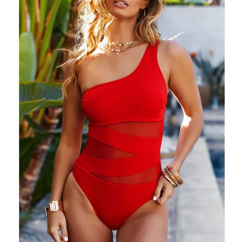 Sexy Net One Piece Swimsuit Womens Closed Swimwear 2025 New Push Up Swimming Wear Bodysuit Bathing Suit Beachwear Pool BatherXJ240108