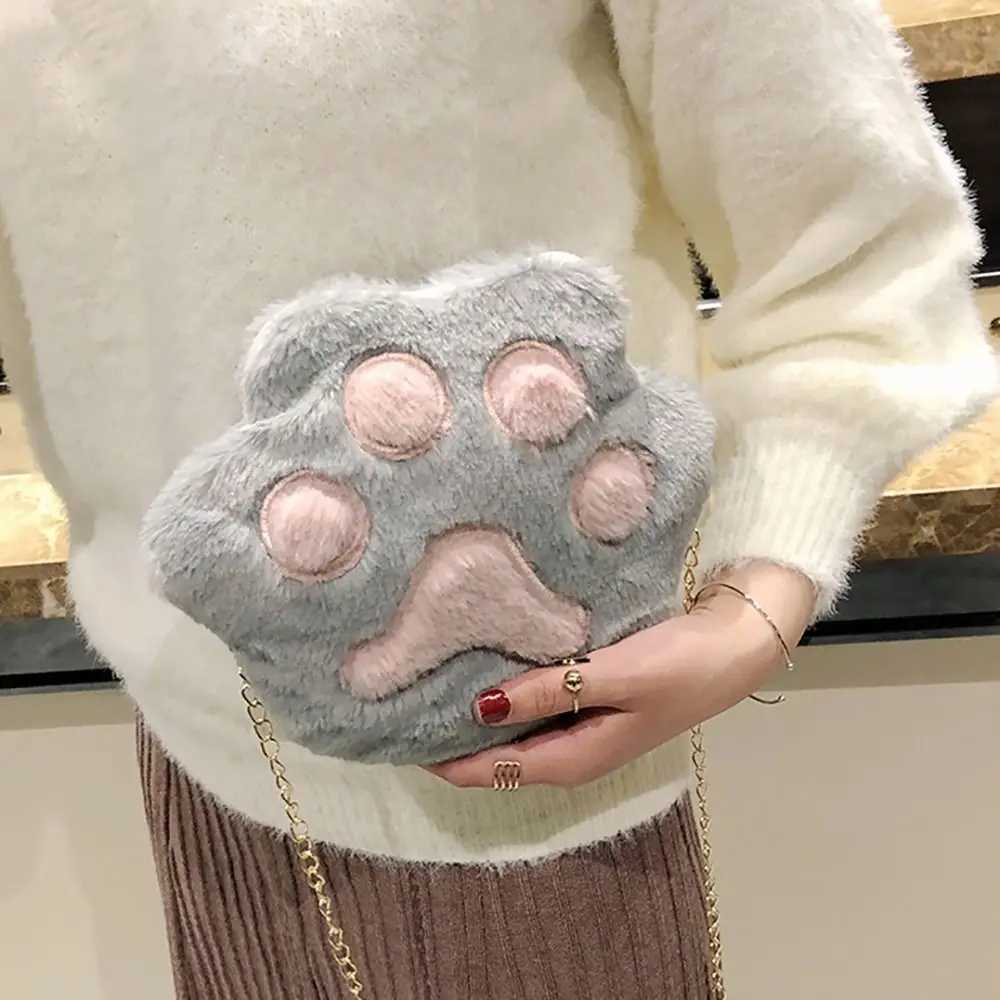 Fi Women Bears P Shaped Soft Faux Fur Crossbody Handbag Fluffy Mini Shoulder Chain Bag Messenger Bag Bear P Small BagXJ250108