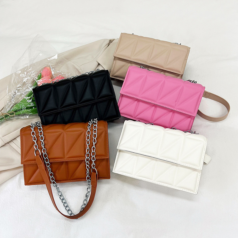New women messenger bag fashionable underarm chain bag solid color shoulder bag