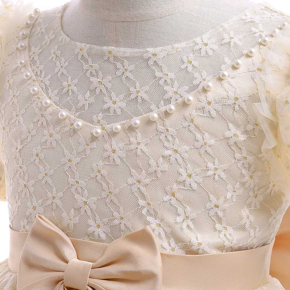 Kids Princess Dress For Girls Bow Birthday Par Dresses Short Sleeve Children Costume Flower Girl Wedding Bridesmaid VestidosXJ250108