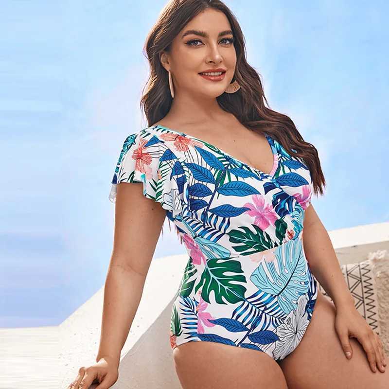 Ruffd One Piece Swimsuits for Women Tummy Control Bathing Suits Plus SizeXJ240108