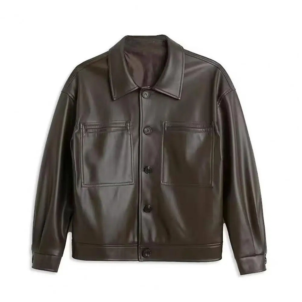 Leather Biker Bomber Jacket Mens Motorcycle Clothing Smooth Soft Texture PU Jackets Man Autumn Coat 241224