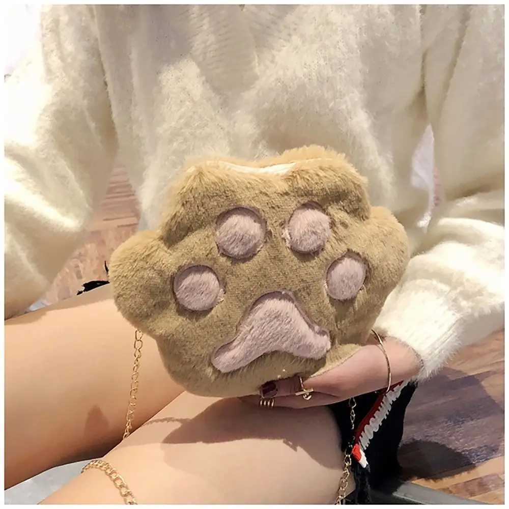 Fi Women Bears P Shaped Soft Faux Fur Crossbody Handbag Fluffy Mini Shoulder Chain Bag Messenger Bag Bear P Small BagXJ250108