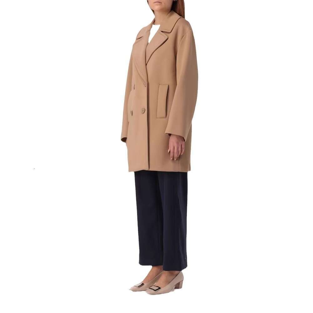 European American Autumn And Winter Plus Size Cross-Border Women's Doubles Breasted Mid Length Trench Coat, Woolen Coat