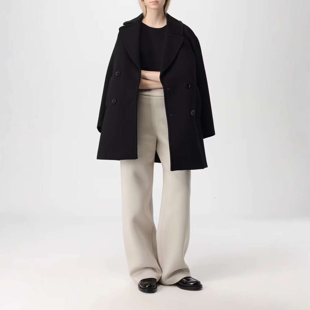 European American Autumn And Winter Plus Size Cross-Border Women's Doubles Breasted Mid Length Trench Coat, Woolen Coat
