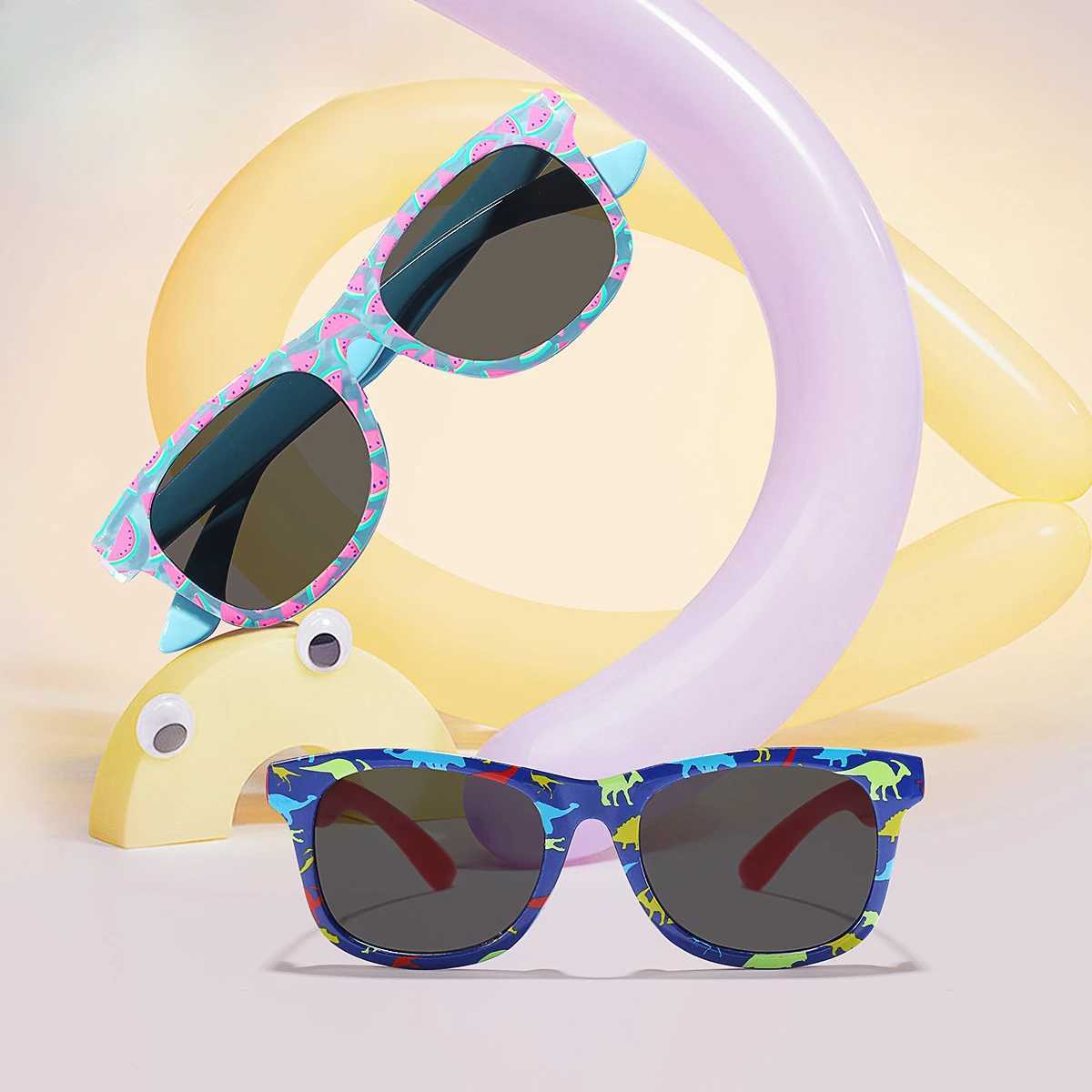Summer New Dinosaur Square Childrens Outdoor Sunshade Sunglasses Childrens Cute Baby Fashion Sunglasses Girls Boys Glasses W250109