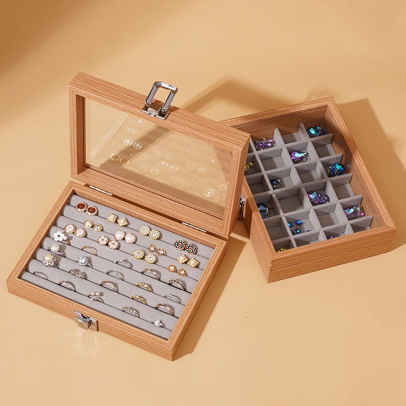 Jewelry box with covered beads ring necklace storage box earrings bracelets jewelry box 250106