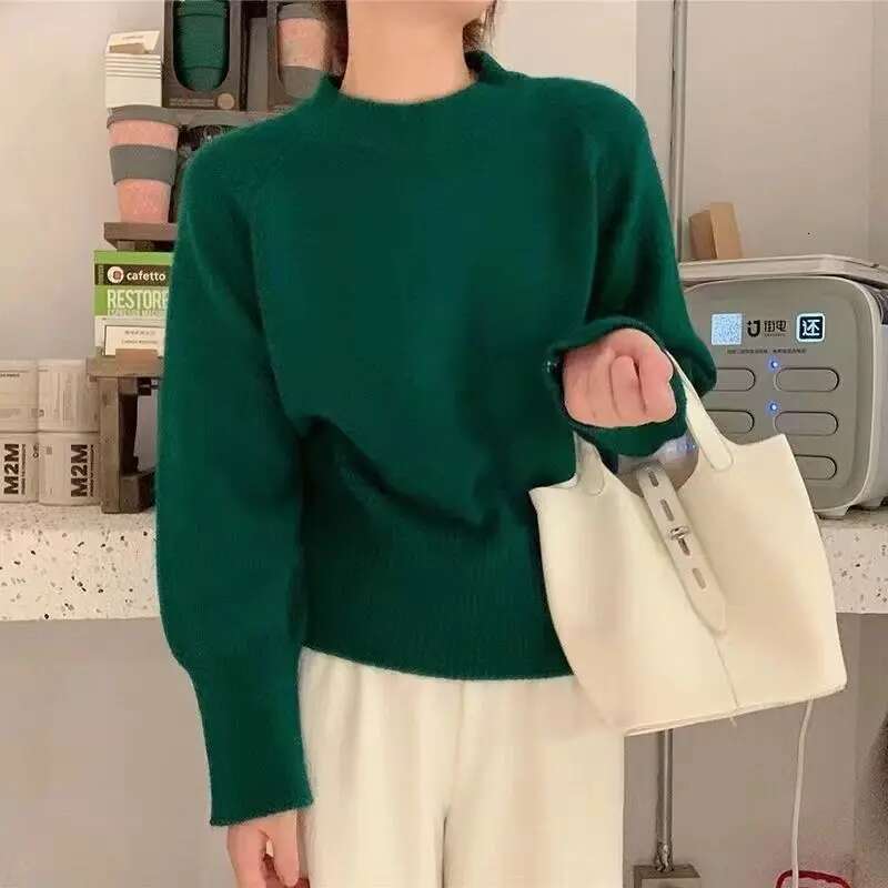 Vintag Fashion Autumn Winter Sweaters Women's O-Neck Solid Korean Lazy Wind All-Match Long Sleeve Loose Pullovers Knitted Tops