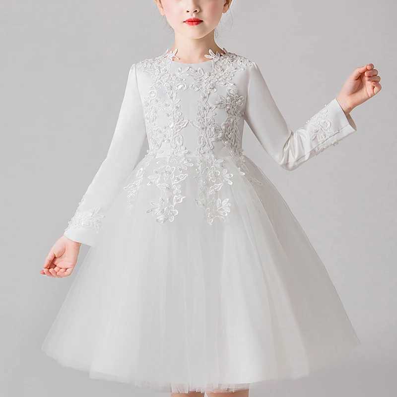 Kids Dresses For Girls Wedding Par Frock Flower Ball Gown Princess Summer Girls Dress Childrens Tutu Embroidery Short DressXJ250108