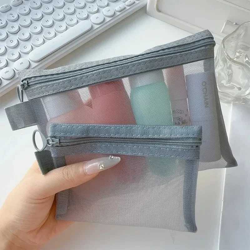 1/3 mesh transparent cosmetic bag small large and black cosmetic bag portable travel toilet manager lipstick storage bag W250109