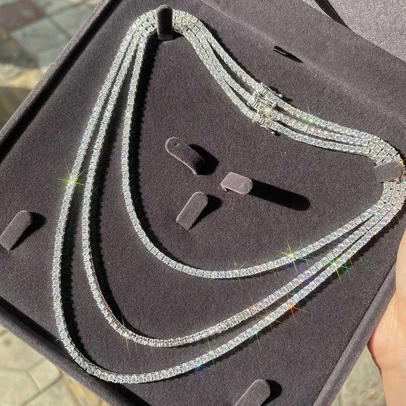 Fresh Item High Quality Hip Hop Bling 925 Sterling Silver 3MM 4MM Flawless D Color Lab Diamond Moissanite Tennis Chain
