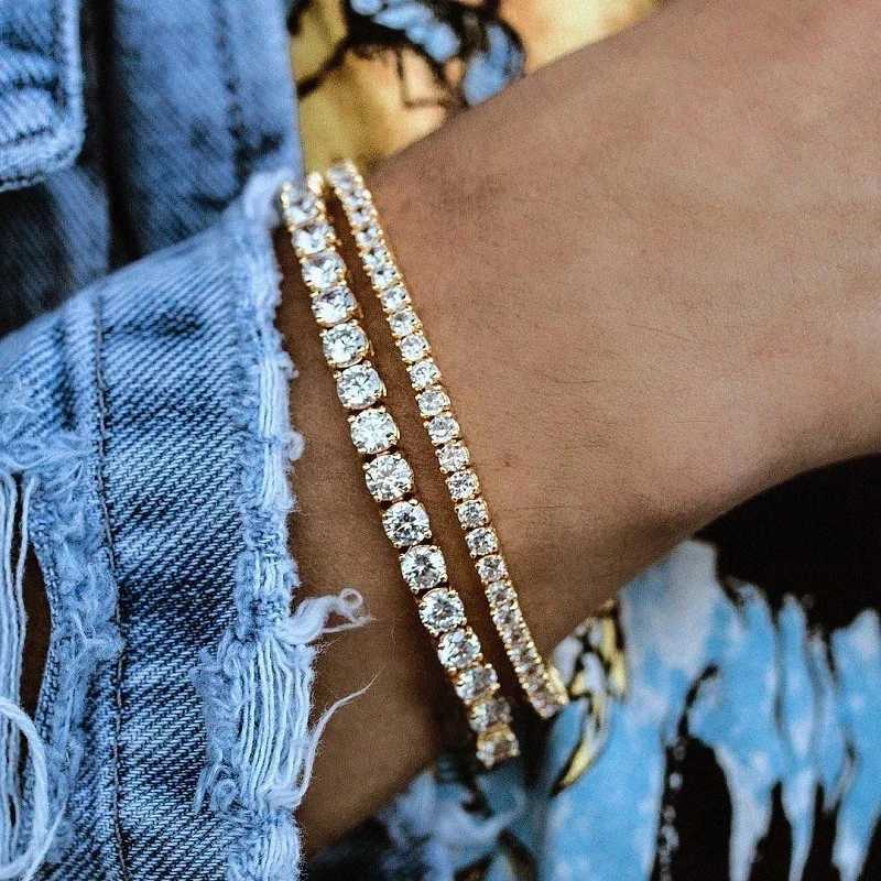 Womens Tennis Bracelet Hip Hop Tren AAA+ Cubic Zirconia Silver Color Teen Girl Crystal Chain on The Hand Wedding Jewelry H086XJ250109