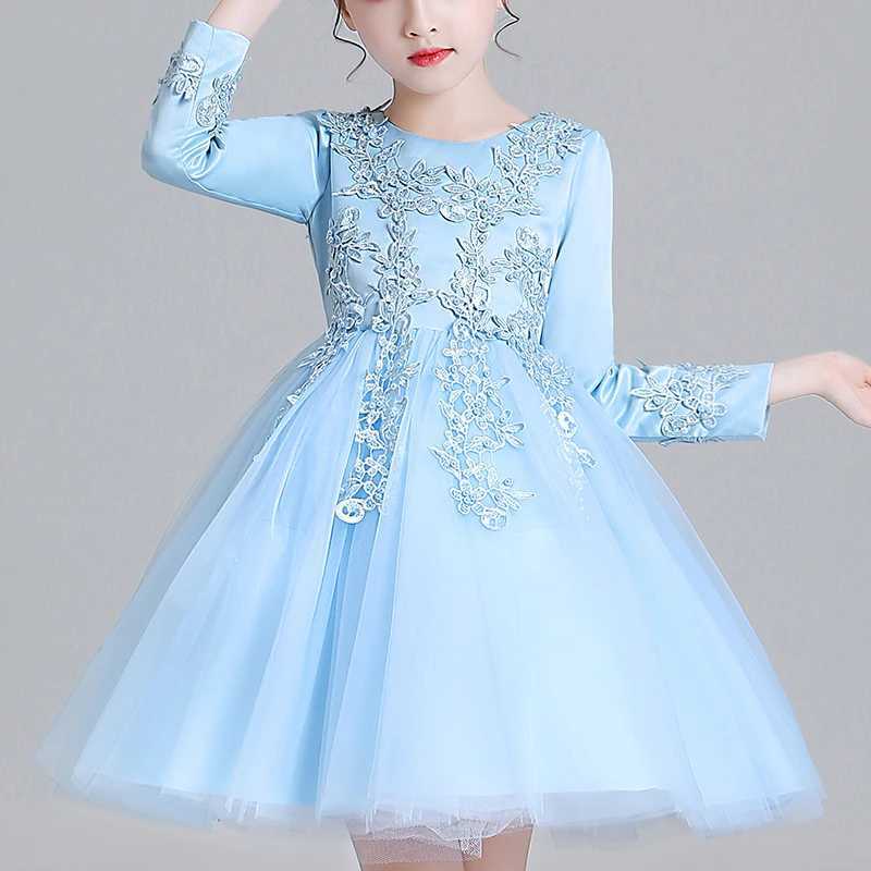Kids Dresses For Girls Wedding Par Frock Flower Ball Gown Princess Summer Girls Dress Childrens Tutu Embroidery Short DressXJ250108