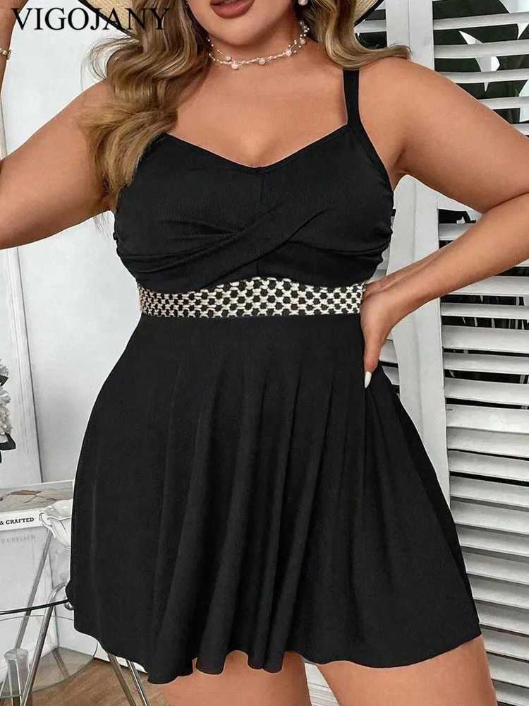 VigoJany 2025 Print Strapped Plus Size Swimwear Women Cross Push Up Large One Piece Swimsuit ss Summer Chubby Bathing SuitXJ240108