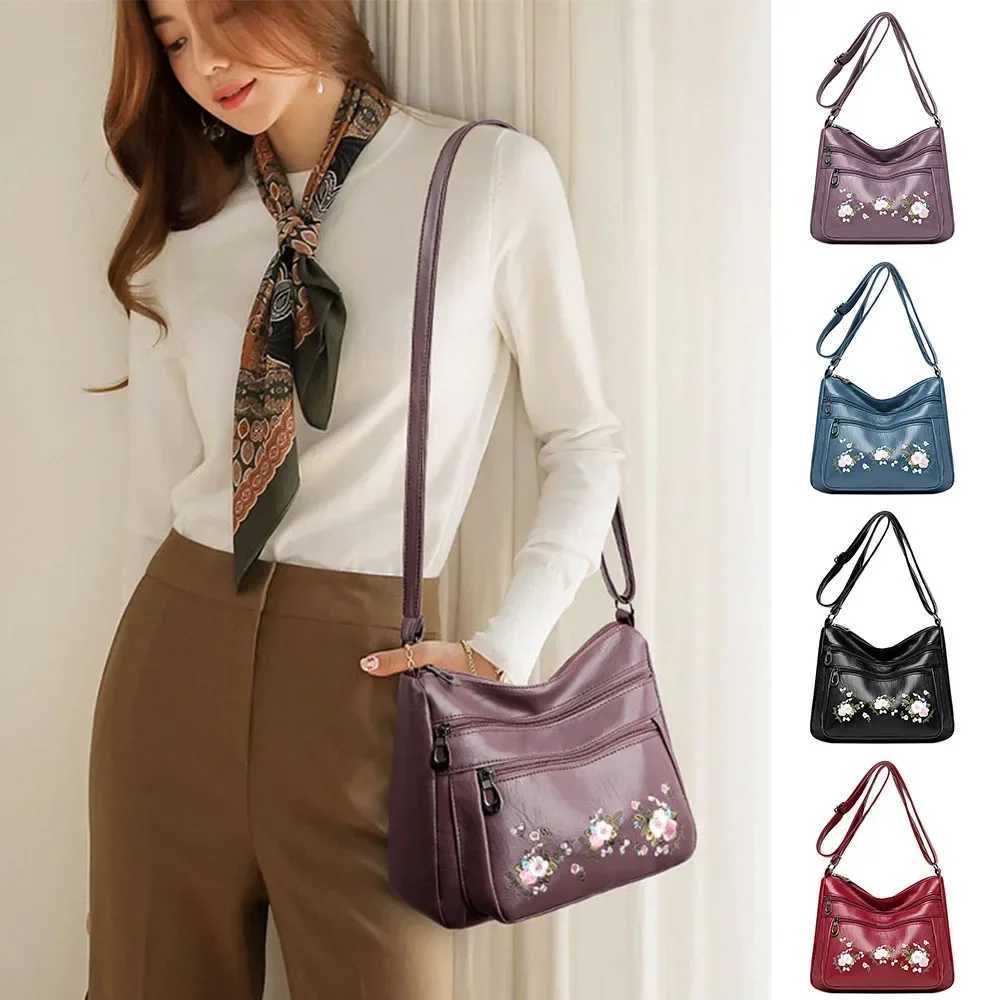 Large Capacity PU Leather Shoulder Bag for Women Zipper Multi-layer Handbag Messenger Crossbody Bag Elegant Ladies Hand BagsXJ250108