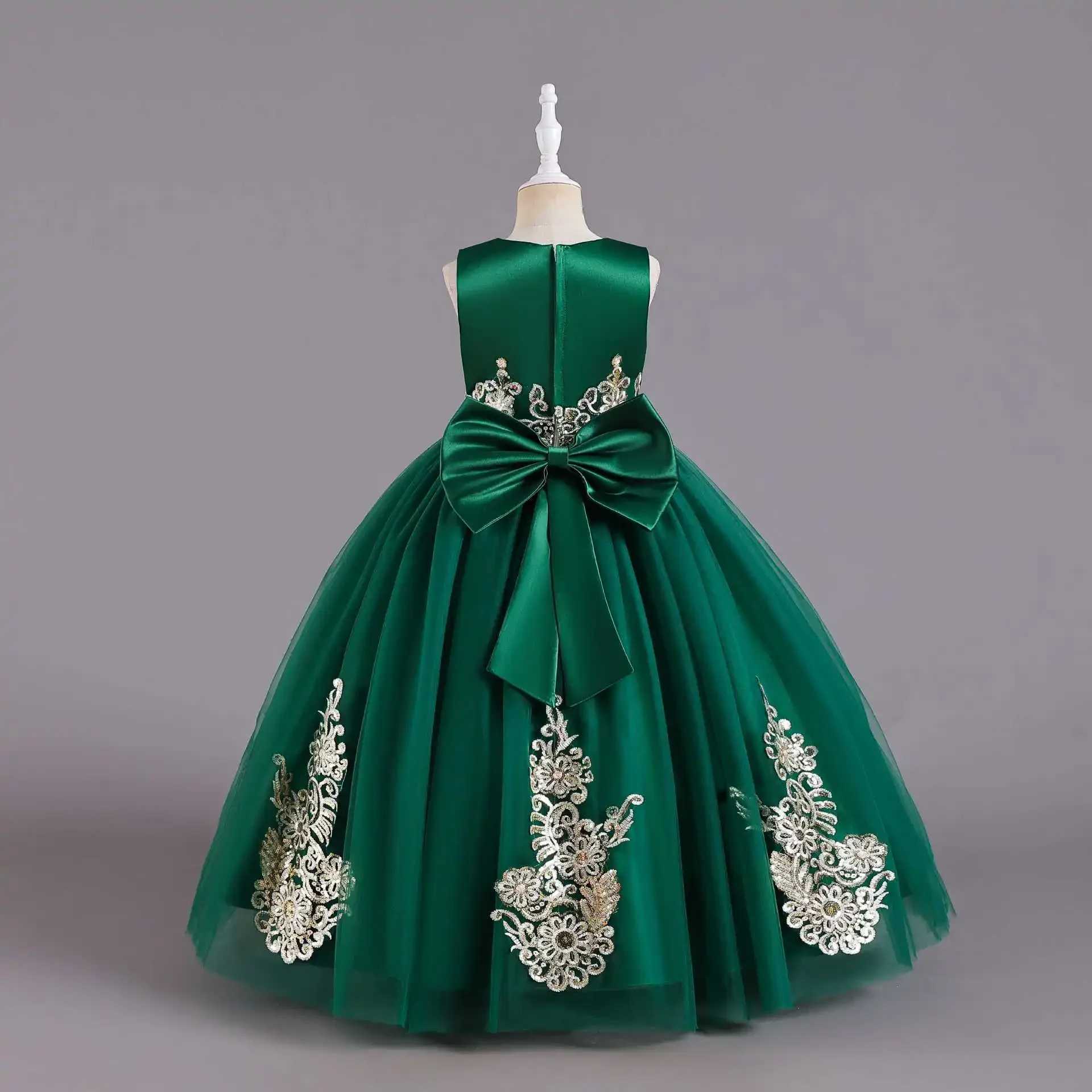 New Princess Dress For Girls Sparkling Sequins Performance Gown Par Dress Lace Long Flower Girl Childrens Formal WearXJ250108