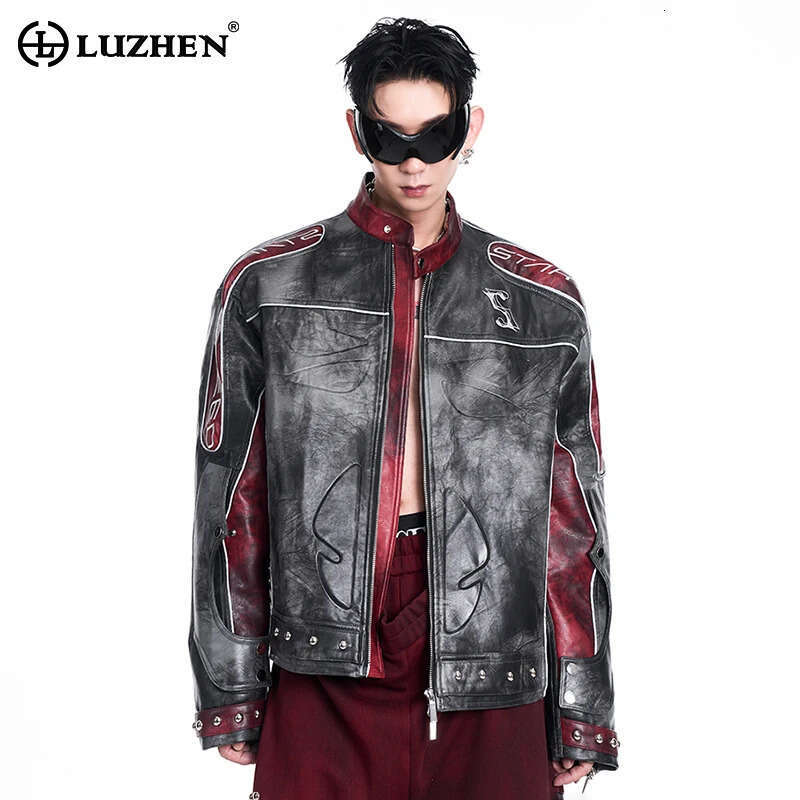 American Motorcycle Jacket Men Faux Leather Street Racing Suit Retro Original Designer Trendy High End Men's Coats