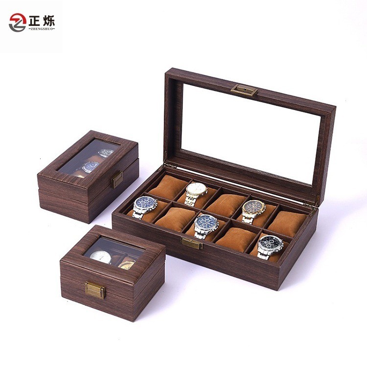 SONGMICS 12-Slot Watch Box 2-Tier Watch Display Case with Large Glass Lid Removable Watch Pillows Velvet Lining Jewelry Box 241225