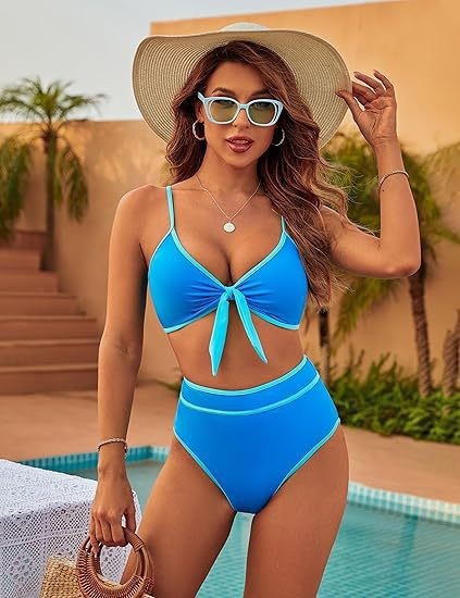2025 New Swimsuit, New Bikini Split High Waist Sexy Multi Color Women's Gathering Designer Trendy Beach Swimsuit