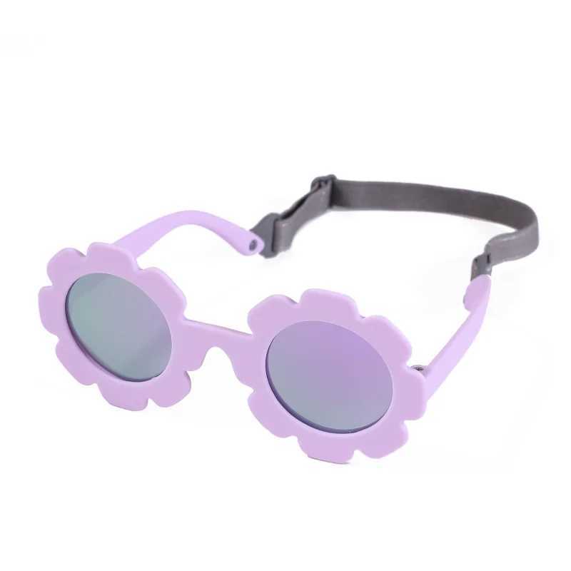 Baby polarized circular sunflower flexible curved flower baby polarized sunglasses with baby carrier W250109