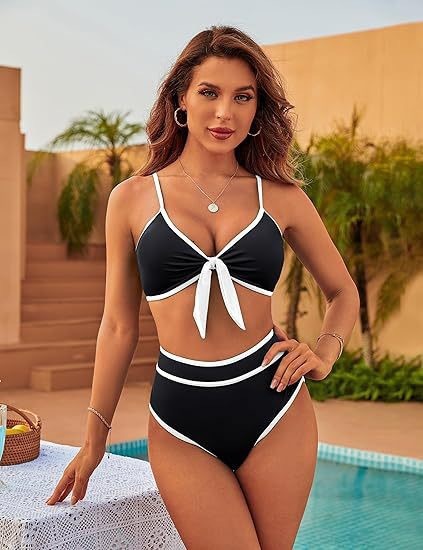 2025 New Swimsuit, New Bikini Split High Waist Sexy Multi Color Women's Gathering Designer Trendy Beach Swimsuit