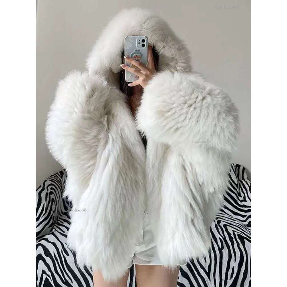 FURTJY New Style Jackets Autumn Winter Knitted Women Double Long Sleeve Woven Er Fashion Real Fox Fur Coat