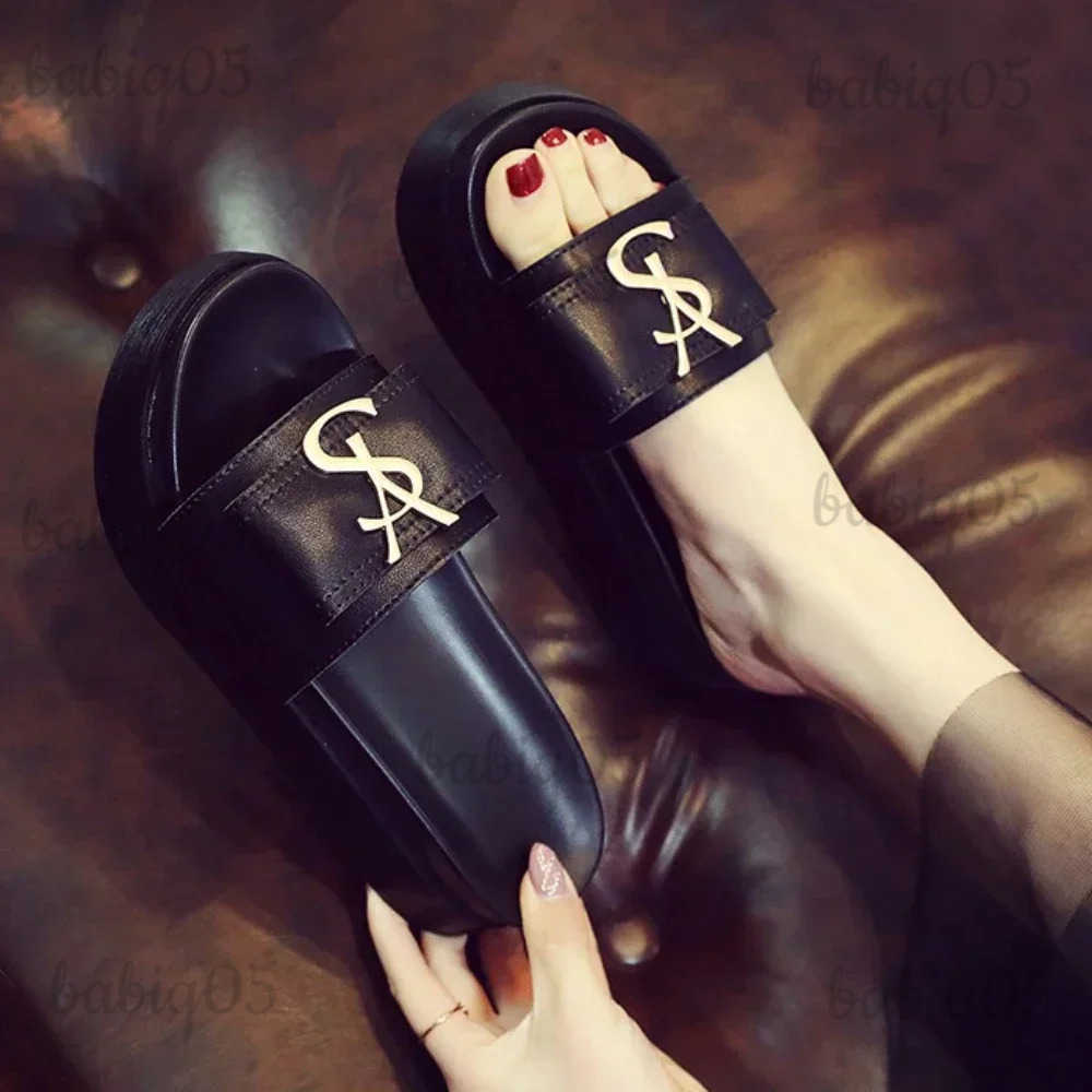 Slippers Slippers summer shoes womens platform design slider fashion letter womens shoes casual slider indoor anti slip slider sandals T250109
