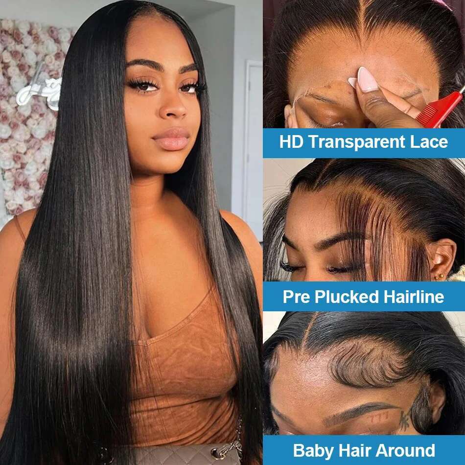 Tewjig 200 Density Wig Bone Straight 13X6 Front Human Hair Brazilian 13X4 Hd Lace Frontal Wigs For Women 30 40 Inch