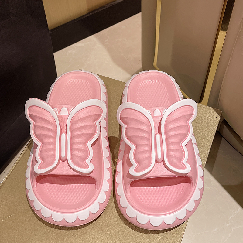 New slippers women wear lovely butterfly outside summer indoor home bathroom bath non-slip thick soled slippers 36-41 Wholesale