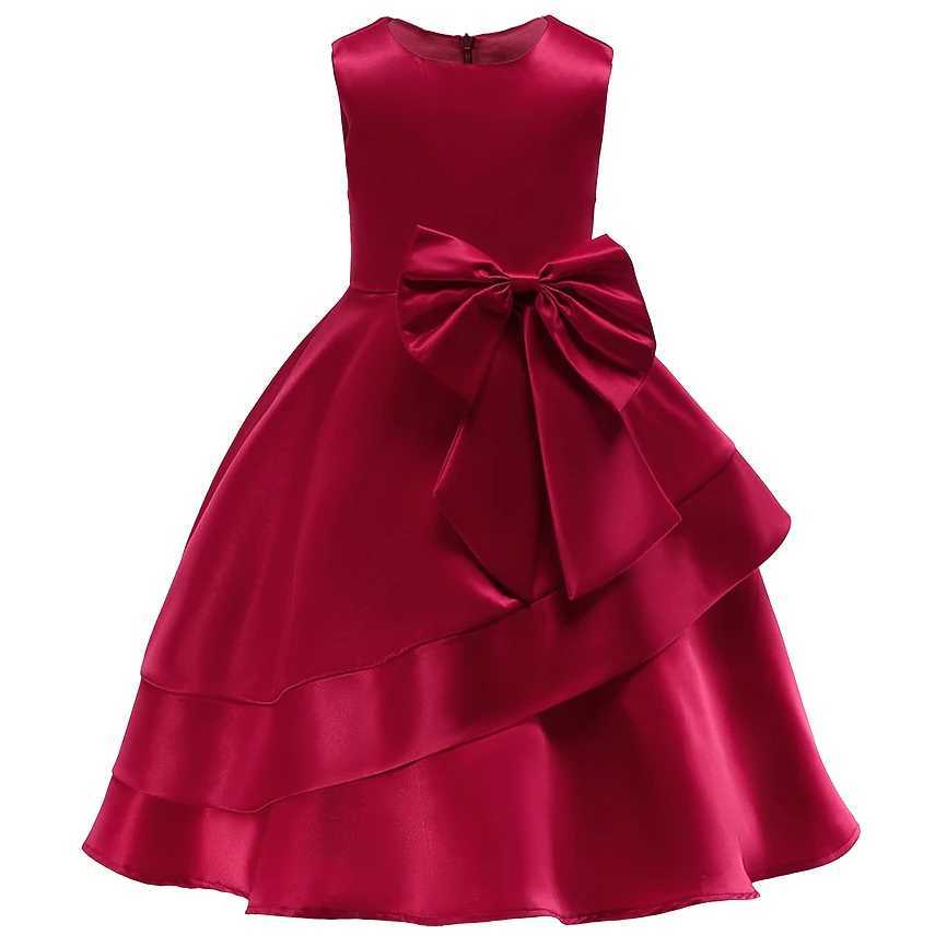 Sleeveless Bow Elegant Performance Festival Costume Girl Dress Princess Dress Childrens ClothingXJ250108